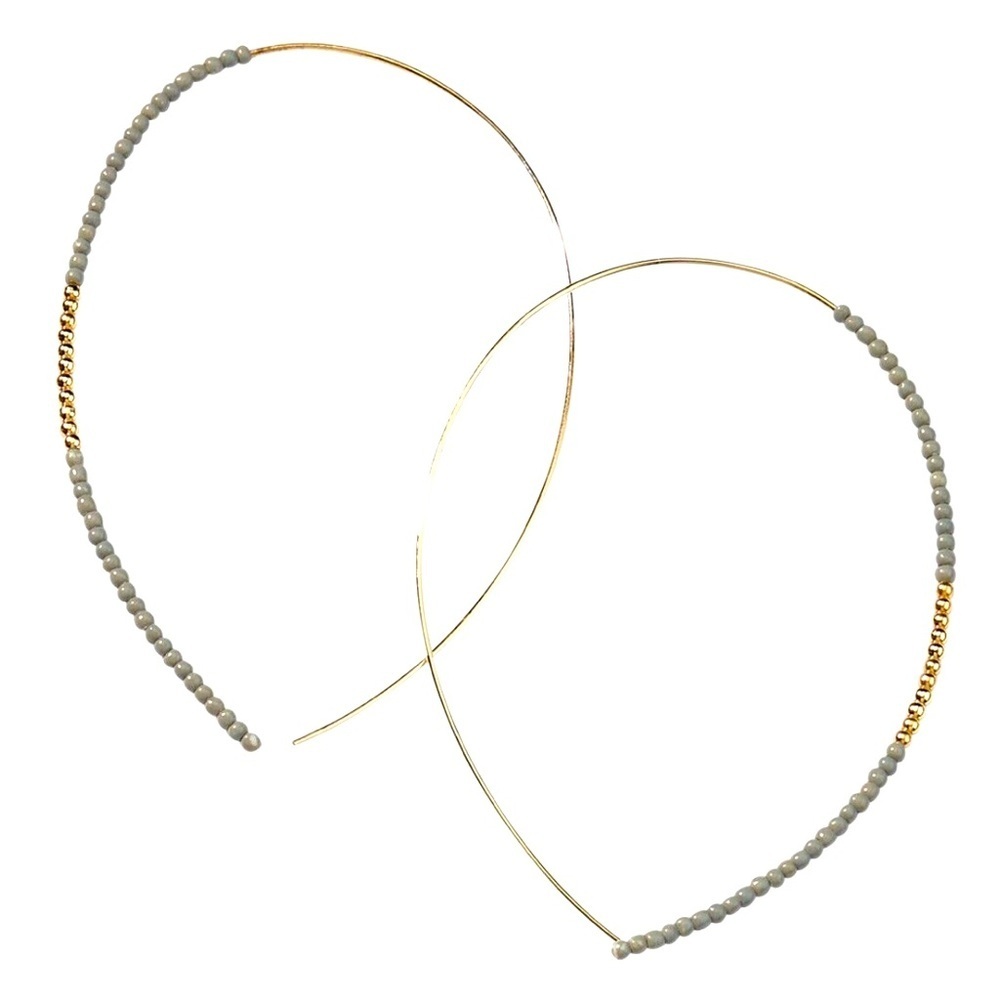 Park Lane "COLLINS" Pierced Earrings GRAY Beads Threaders 3" Long